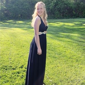 cute prom dress, fit nicely, navy blue